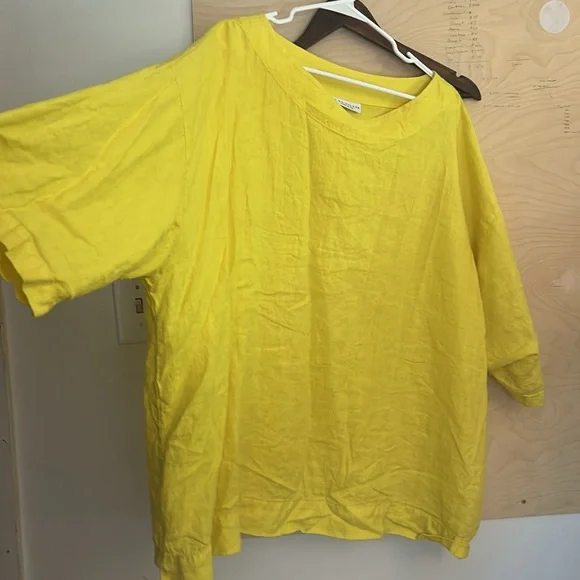 Bryn Walker neon yellow XXL boxy oversized linen tunic - Picture 4 of 4